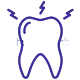 Blue tooth icon with lightning bolts indicating dental pain or sensitivity treatment.