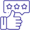 Thumbs up hand with three-star rating badge above, representing positive dental reviews and customer satisfaction.