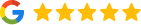 Google logo with five gold stars representing excellent customer reviews and ratings.